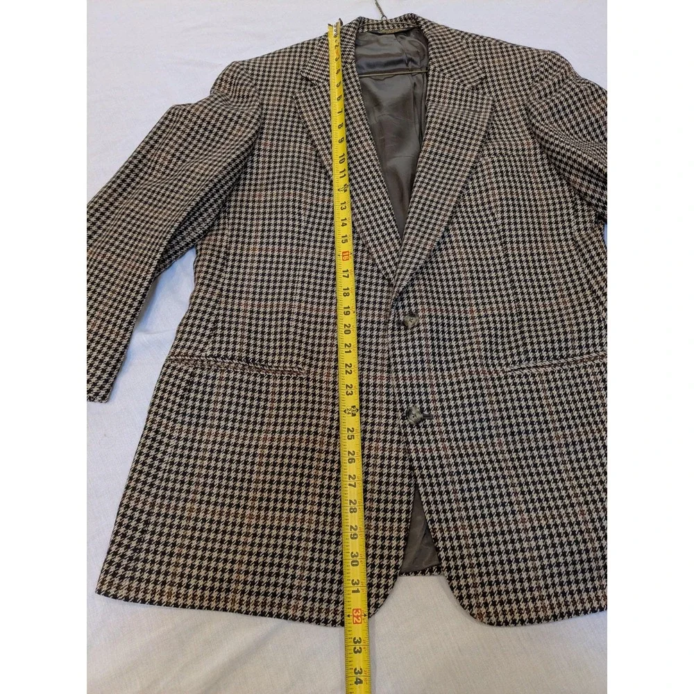Vintage Brooks Brothers Blazer Men 43 Brown Houndstooth Tweed Sport Coat 80s USA